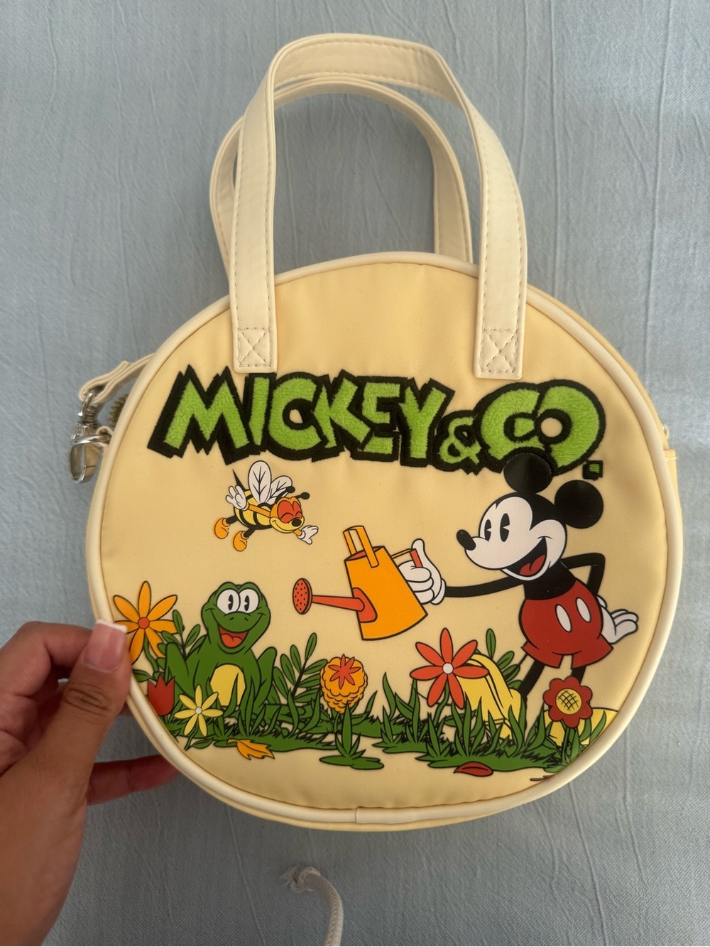 Disney Mickey & Co. Round Tote Bag in Cream, Green, Red, Yellow
